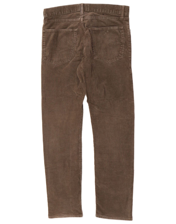 Marks & Spencer Mens Slim Corduroy Trousers W32 L31 Khaki Cotton