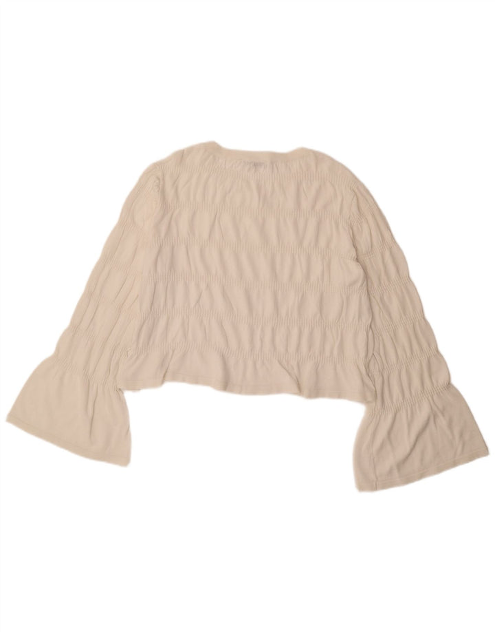 Zara Womens Crop Long Sleeve Blouse Top UK 16 Large White