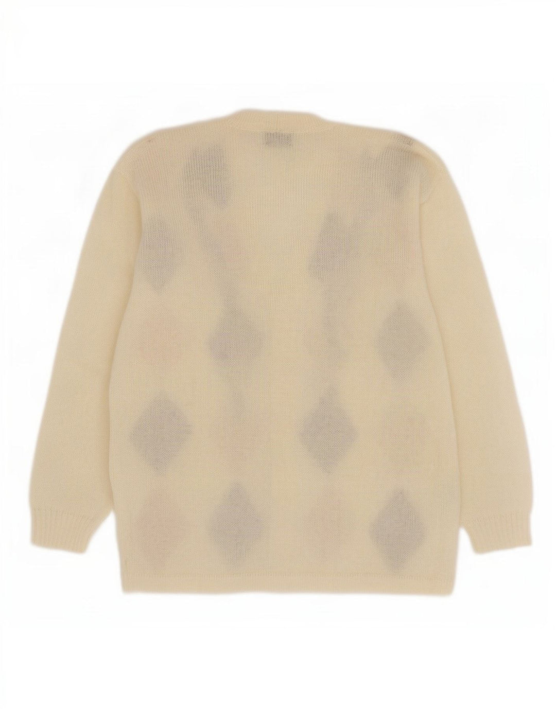 Gitam Womens Cardigan Sweater IT 50 XL Off White Argyle/Diamond Mohair