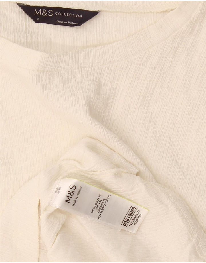 Marks & Spencer Womens Long Sleeve Blouse Top UK 16 Large Off White