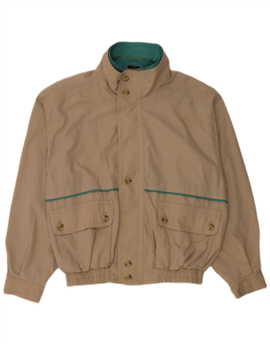 Vintage Mens Bomber Jacket IT 52 XL Beige Polyester