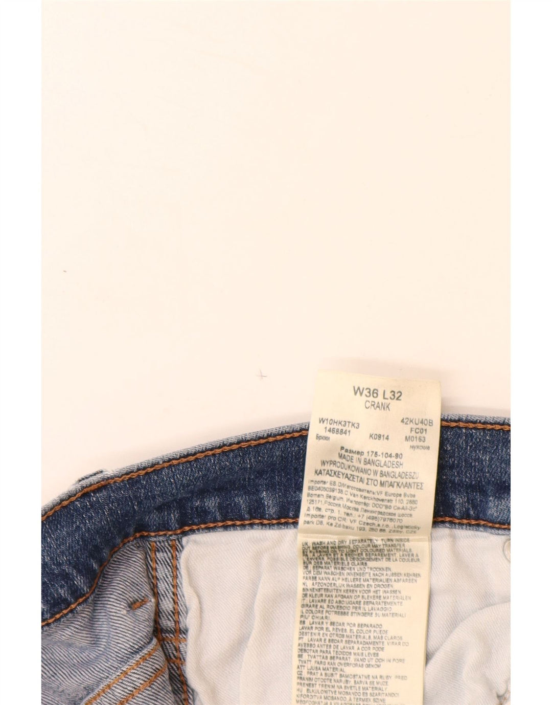 WRANGLER Womens Crank Straight Jeans W36 L32 Blue Cotton