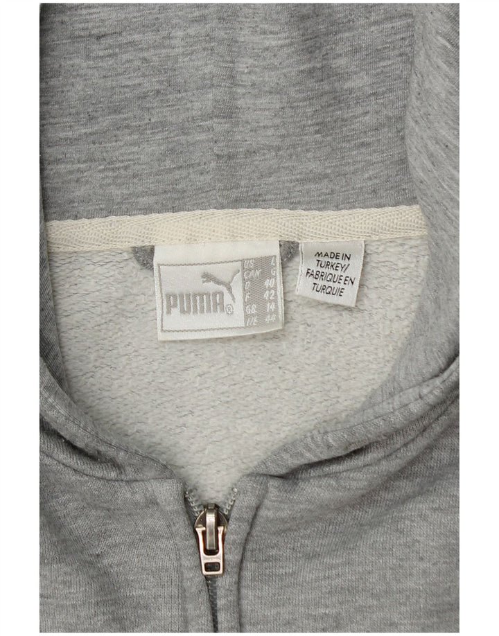 Puma Womens Zip Hoodie Sweater UK 14 Medium Grey Flecked