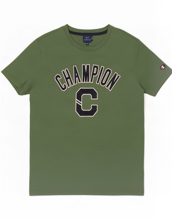 Champion Mens Graphic T-Shirt Top Medium Green Cotton