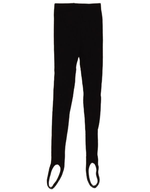 Zara Womens Stirrup Leggings UK 12 Medium Black Cotton