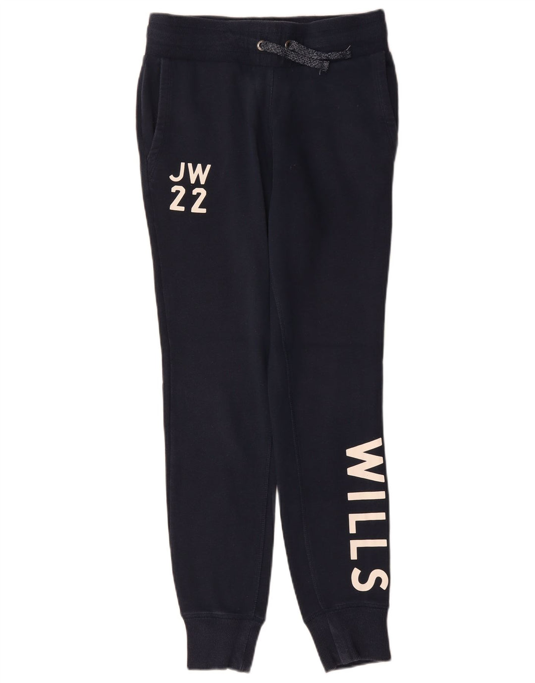 JACK WILLS Womens Graphic Tracksuit Trousers Joggers UK 8 Small Navy Blue