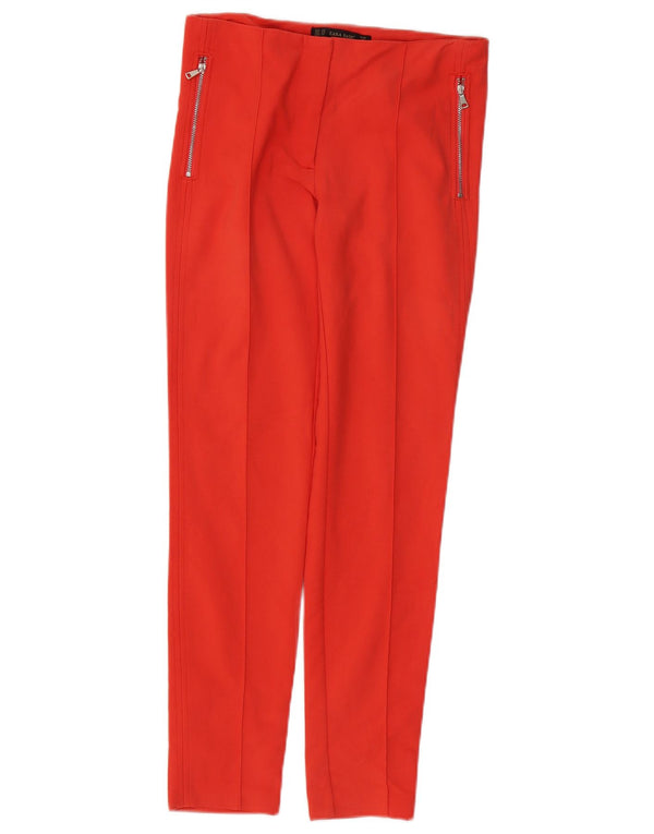 Zara Womens Skinny Casual Trousers XS W25 L28 Red Cotton