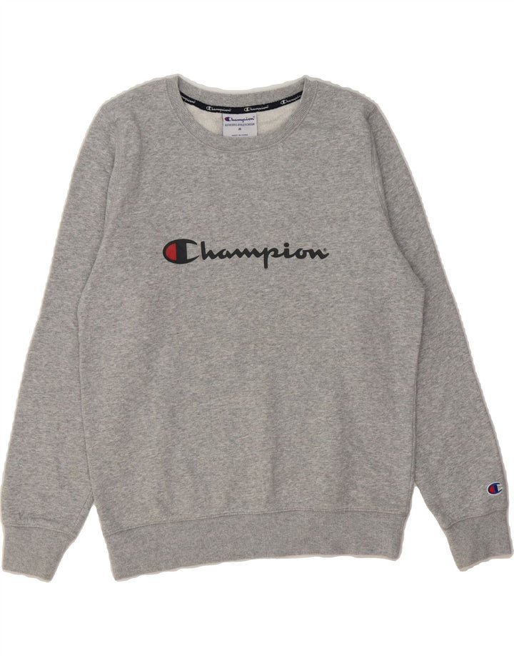 CHAMPION Womens Graphic Sweatshirt Jumper UK 14 Medium Grey Cotton Vintage Champion and Second-Hand Champion from Messina Hembry 