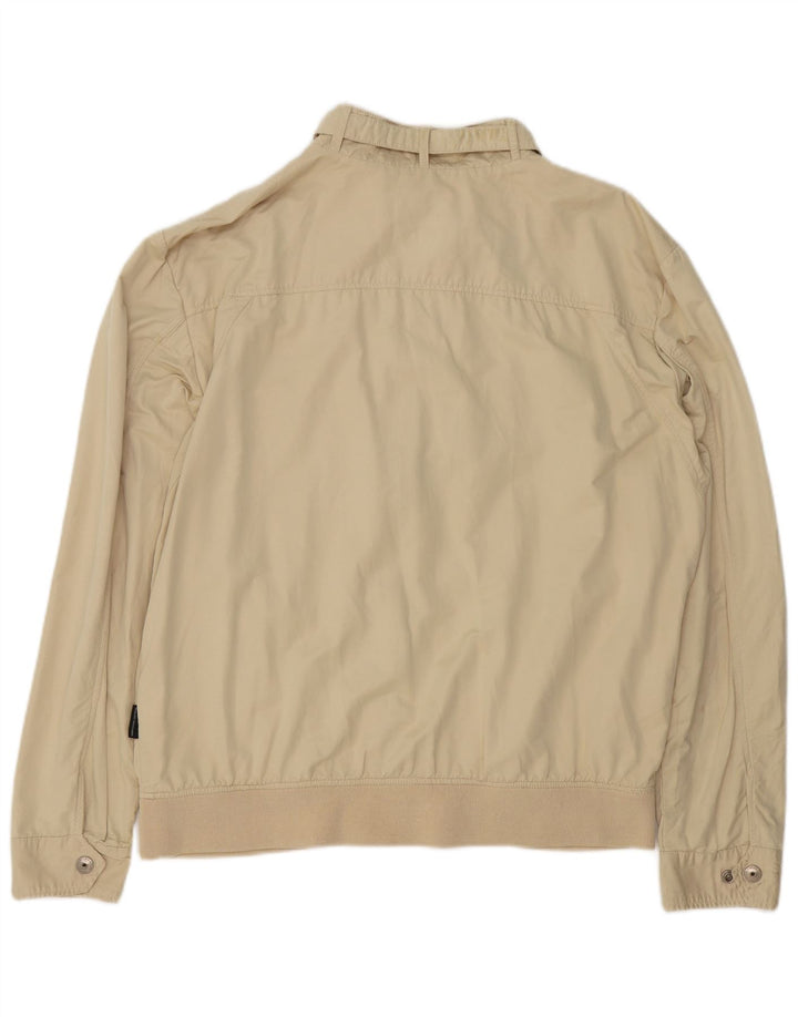 Sergio Tacchini Mens Bomber Jacket UK 44 2XL Beige Cotton
