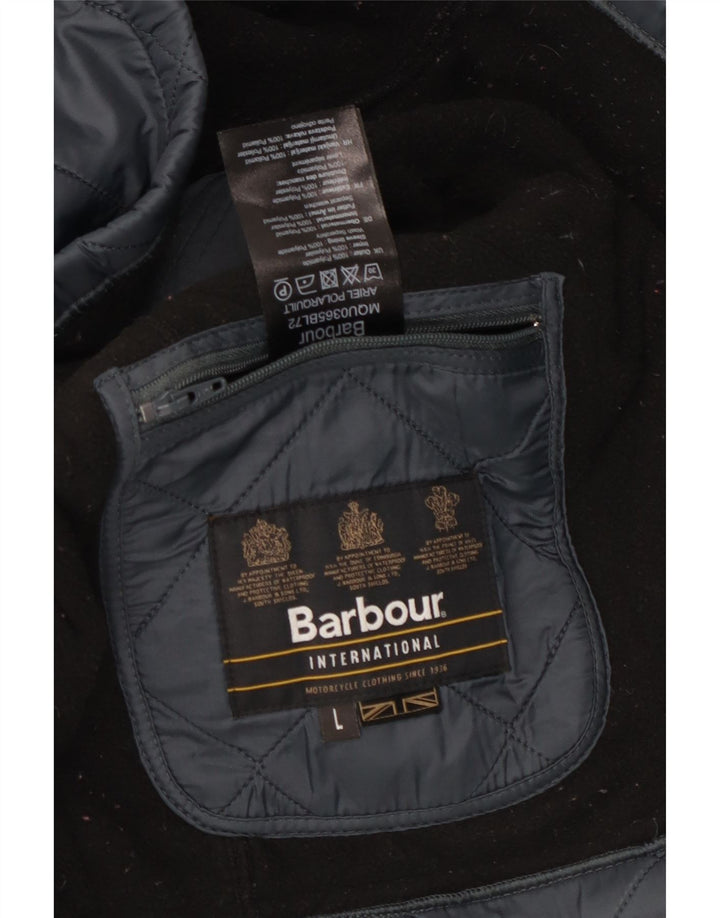 BARBOUR Mens Quilted Jacket UK 40 Large Navy Blue Polyamide
