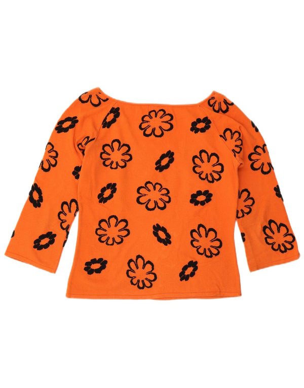 ICEBERG Womens Oversized Top 3/4 Sleeve IT 44 Medium Orange Floral Viscose