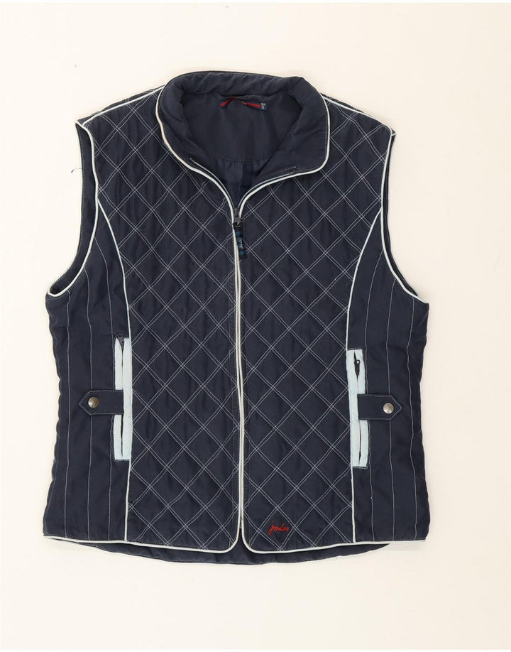 Joules Womens Quilted Gilet UK 16 Large Navy Blue Polyester