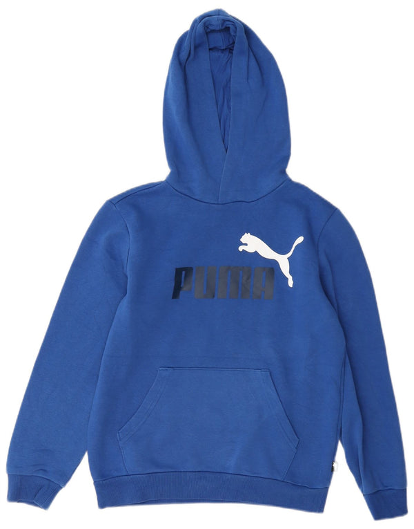 Puma Boys Graphic Hoodie Jumper 11-12 Years Blue Cotton
