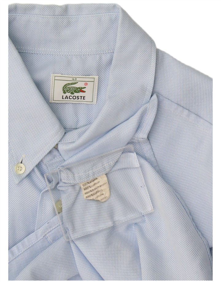 Lacoste Mens Short Sleeve Shirt Size 40 Medium Blue Cotton