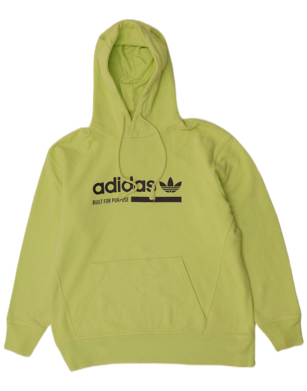 Adidas Womens Graphic Oversized Hoodie Jumper UK 10 Small Green Cotton