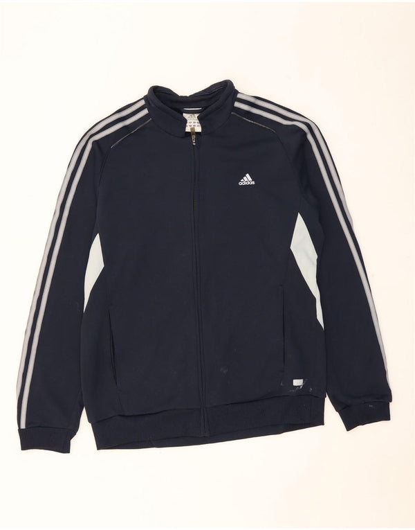 ADIDAS Mens Tracksuit Top Jacket Large Navy Blue Colourblock Polyester