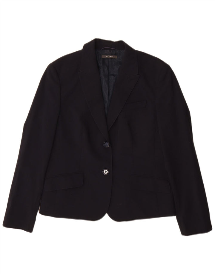 Esprit Womens 2 Button Blazer Jacket UK 16 Large Navy Blue Polyester
