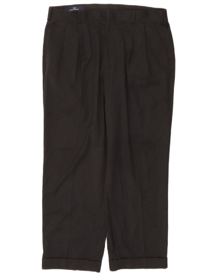 DOCKERS Mens Pegged Chino Trousers W36 L30 Black Polyester