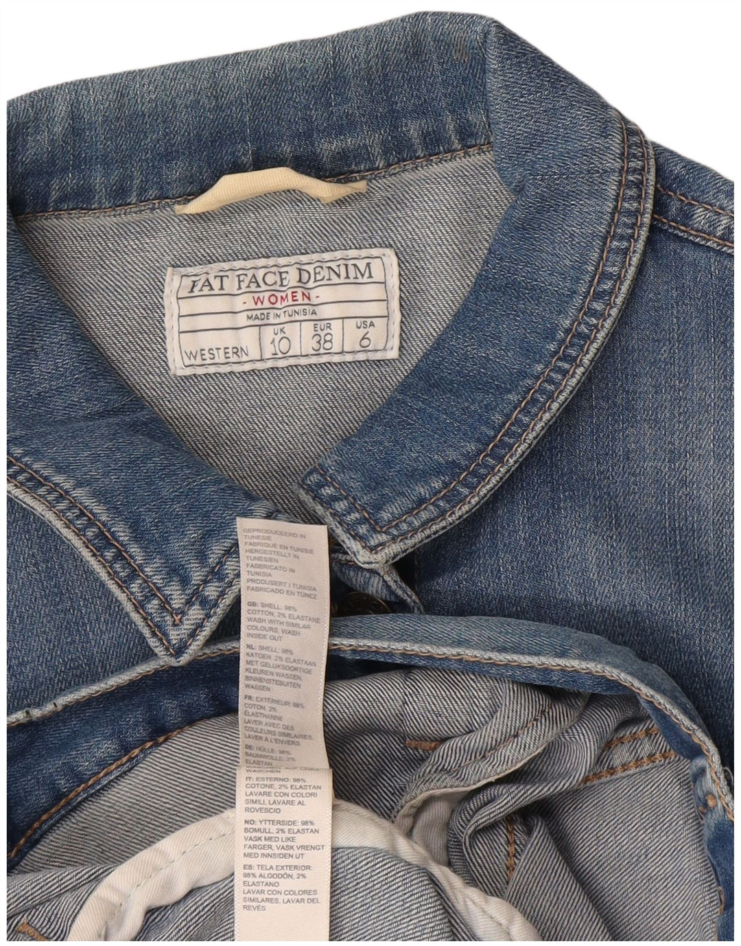 Fat Face Womens Denim Jacket UK 10 Small Blue Cotton