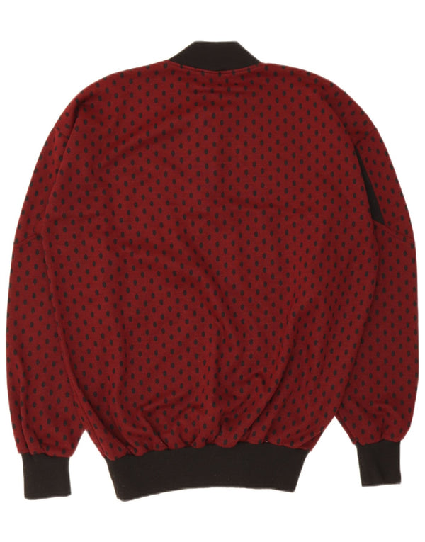 Vintage Mens Crew Neck Jumper Sweater UK 46 2XL Maroon Spotted