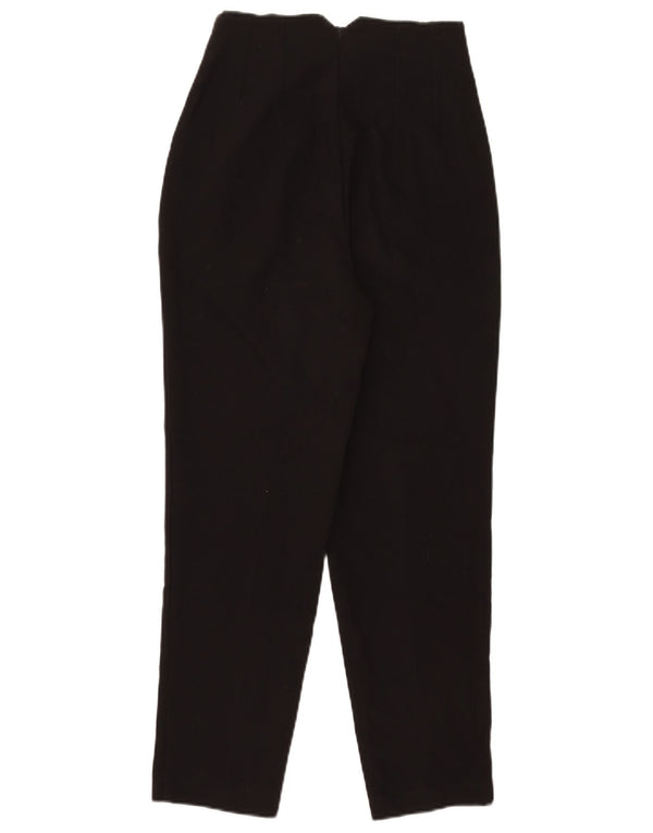 Zara Womens High Waist Tapered Suit Trousers XS W24 L26 Black Polyester