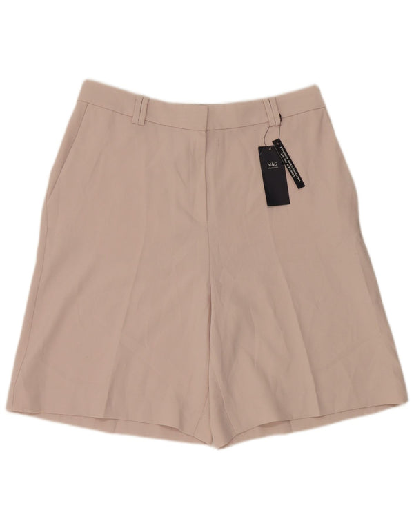 Marks & Spencer Womens Chino Shorts UK 12 Medium W30 Beige Polyester