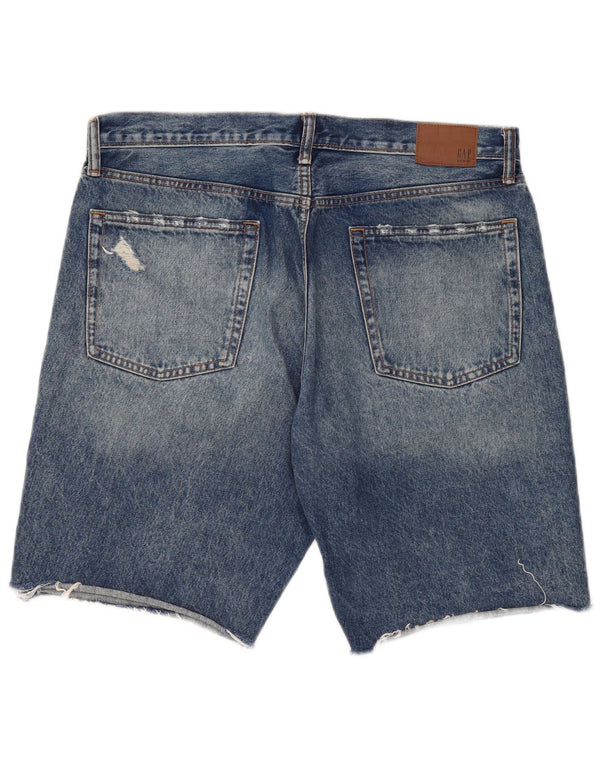 Gap Mens Distressed Denim Shorts W34 Large Blue Cotton