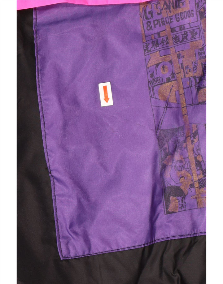 VINTAGE Mens Hooded Anorak Jacket UK 38 Medium Black Colourblock Polyamide