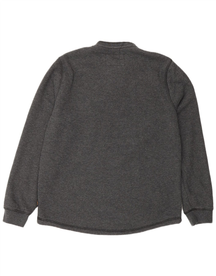 Lee Mens Regular Fit Button Neck Sweatshirt Jumper Small Grey Cotton