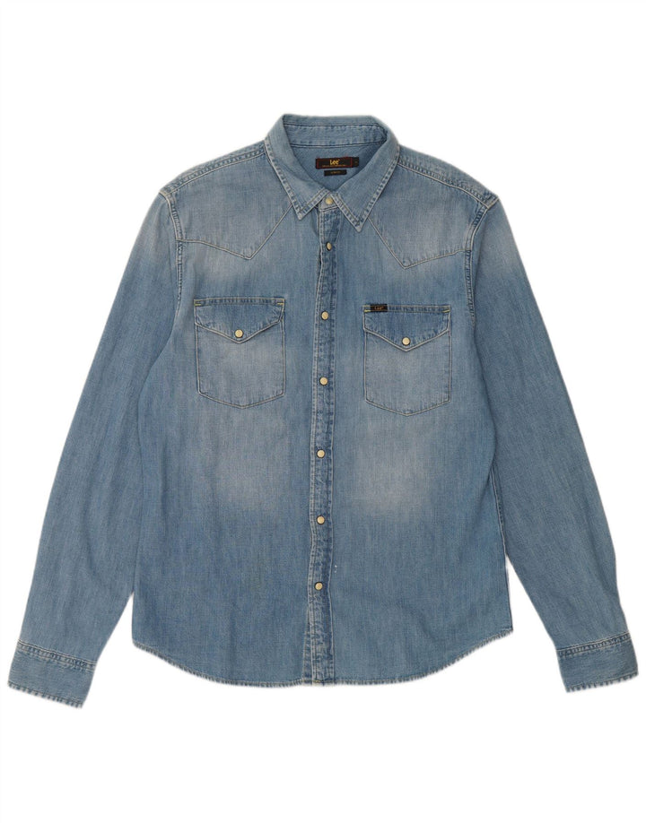 Lee Mens Slim Fit Denim Shirt Large Blue Cotton