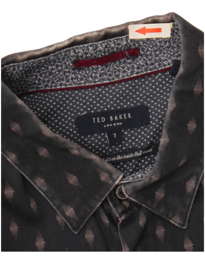 TED BAKER Mens Shirt Size 7 3XL Navy Blue Geometric Cotton