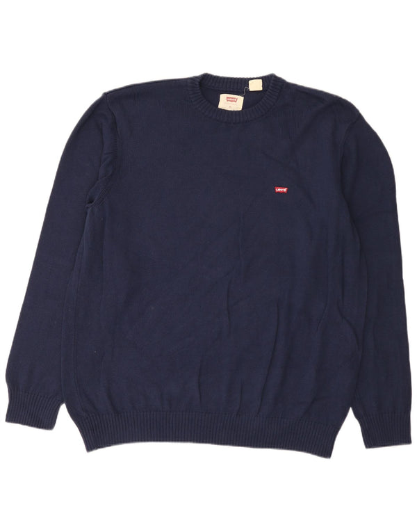 Levi's Mens Standard Fit Crew Neck Jumper Sweater XL Navy Blue Cotton