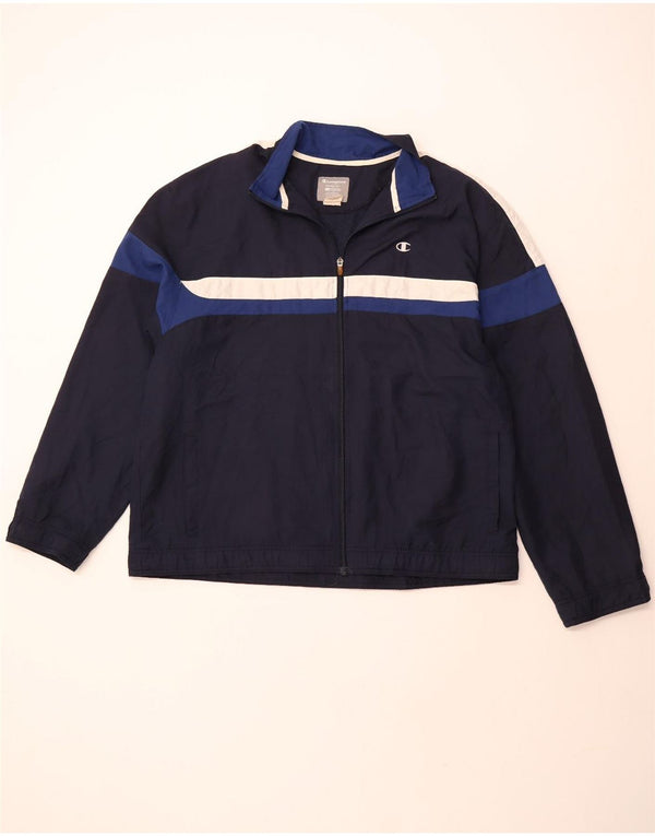 CHAMPION Mens Tracksuit Top Jacket XL Navy Blue Colourblock Polyester