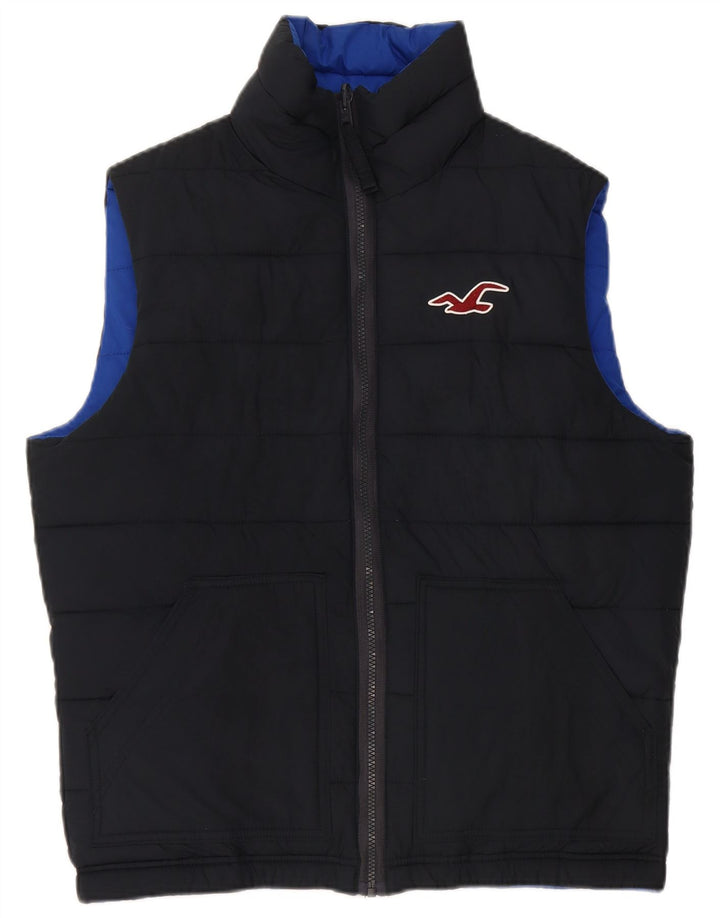 Hollister Mens Reversible Padded Gilet UK 38 Medium Navy Blue Polyester