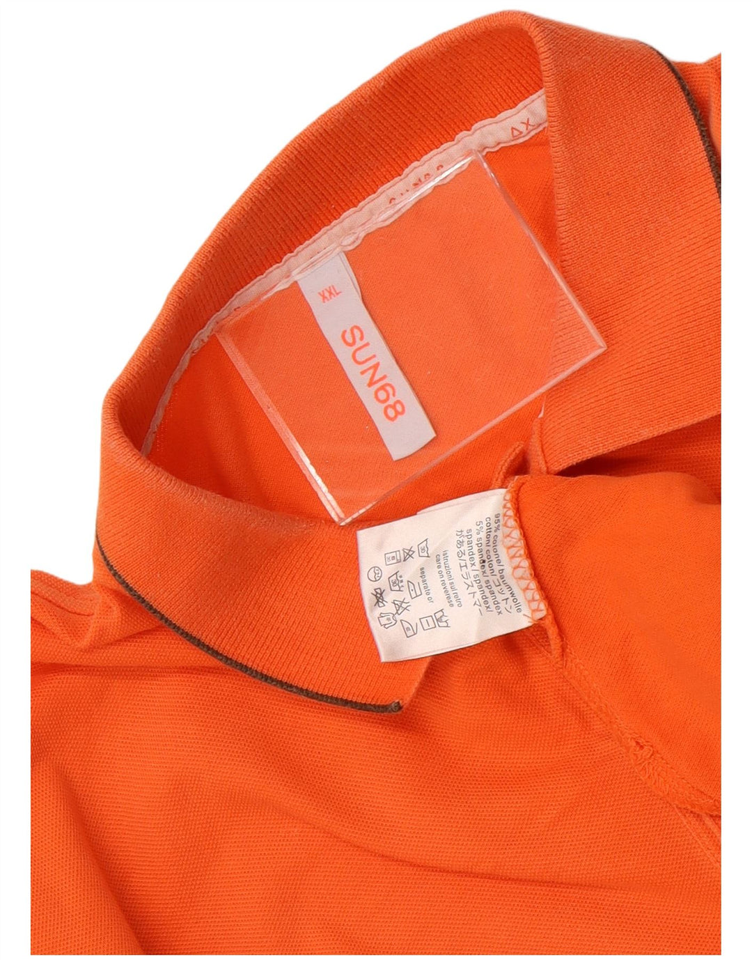 Sun68 Mens Polo Shirt 2XL Orange Cotton