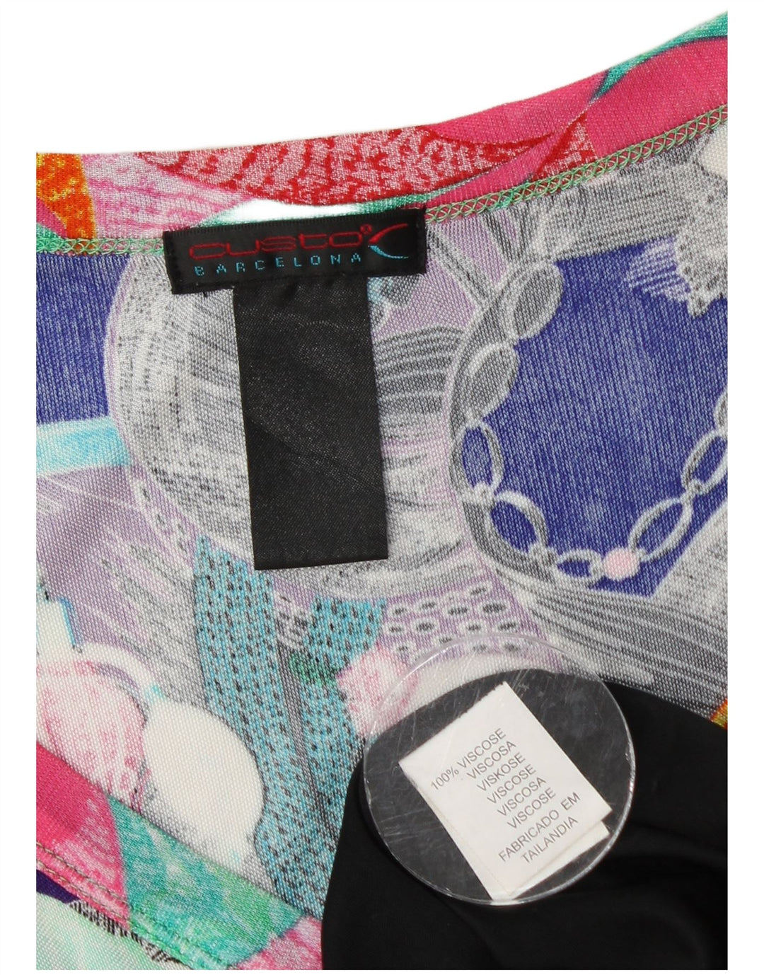 CUSTO BARCELONA Womens Abstract Pattern A-Line Dress UK 4 XS Purple