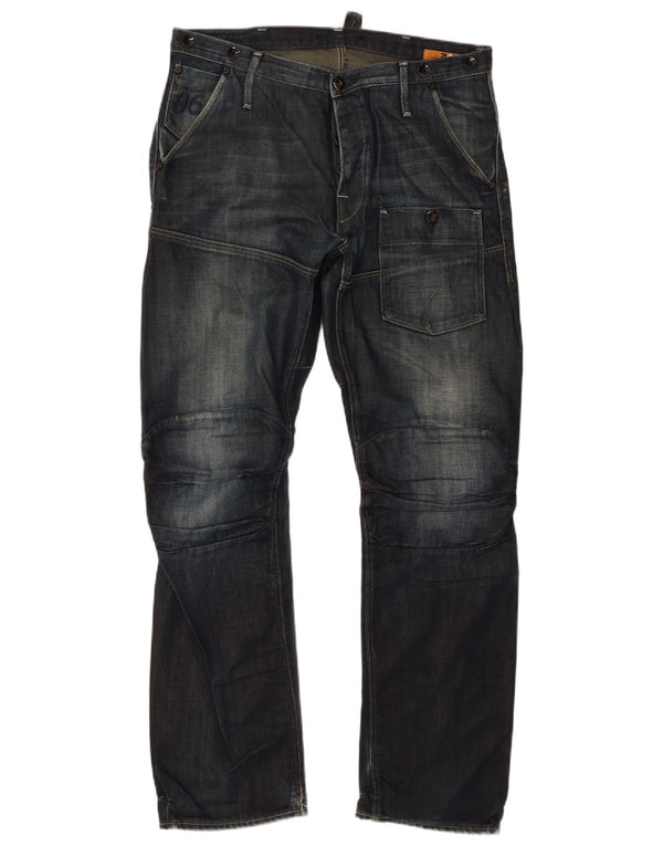 G-Star Mens Cargo Straight Jeans W33 L32 Navy Blue Cotton