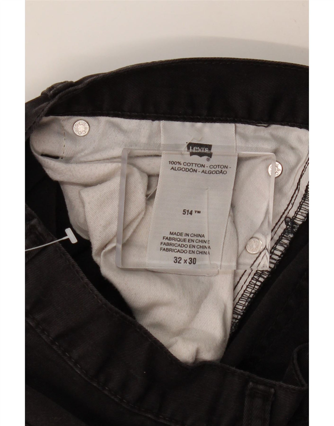 LEVI'S Mens 514 Straight Jeans W32 L30 Black Cotton