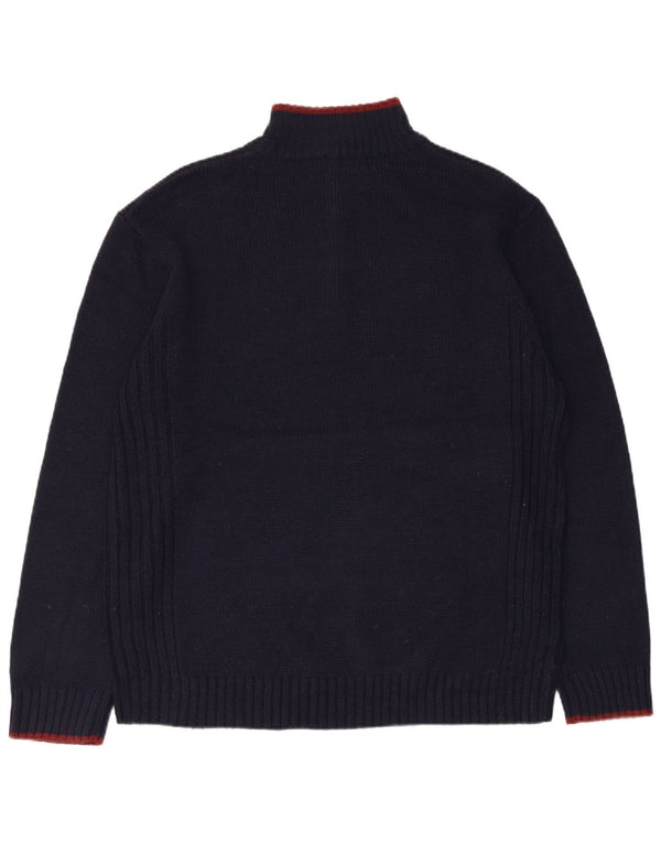 Pierre Cardin Mens Zip Neck Jumper Sweater Large Navy Blue Acrylic