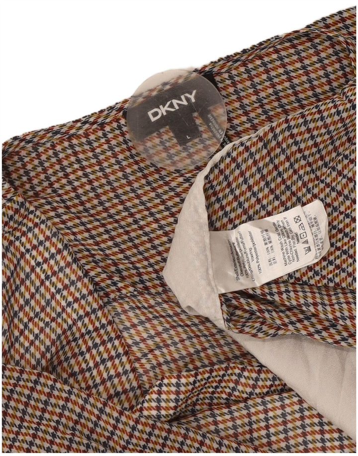 DKNY Womens Long Sleeve Blouse Top UK 16 Large Multicoloured Houndstooth