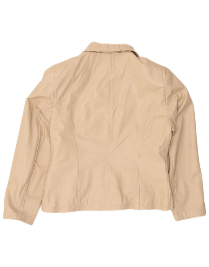 Vintage Womens Leather Jacket UK 18 XL Beige Leather