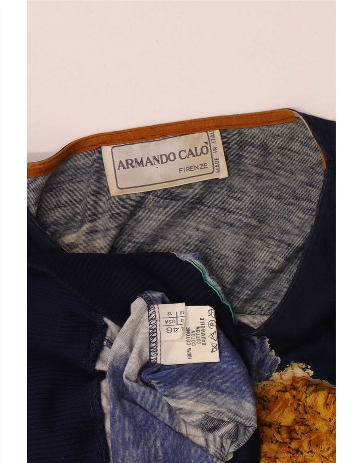 Armando Calo Womens Abstract Pattern Blouse Top IT 46 Large Navy Blue
