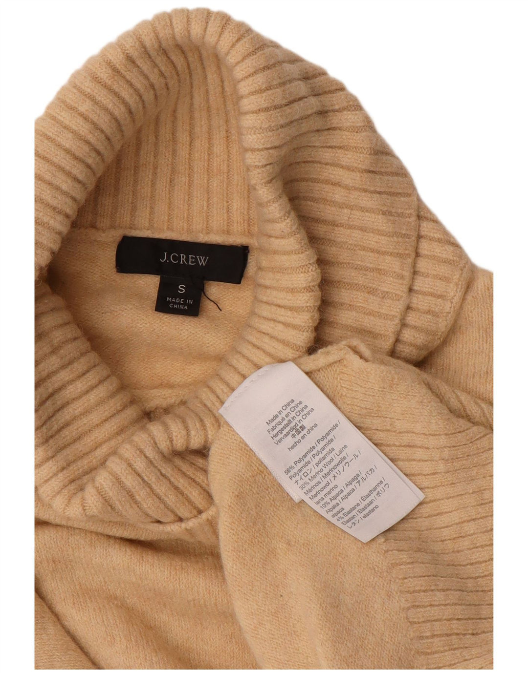 J. CREW Womens Oversized Roll Neck Jumper Sweater UK 10 Small Beige