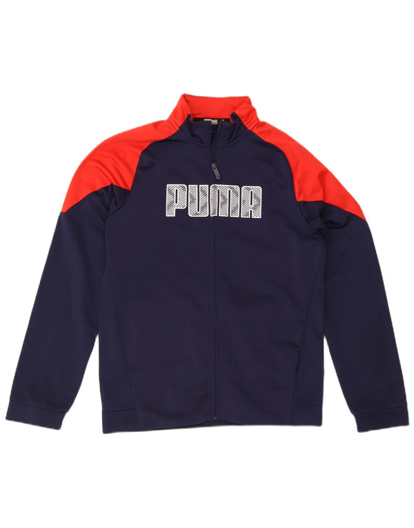 Puma Boys Graphic Tracksuit Top Jacket 15-16 Years Navy Blue Colourblock