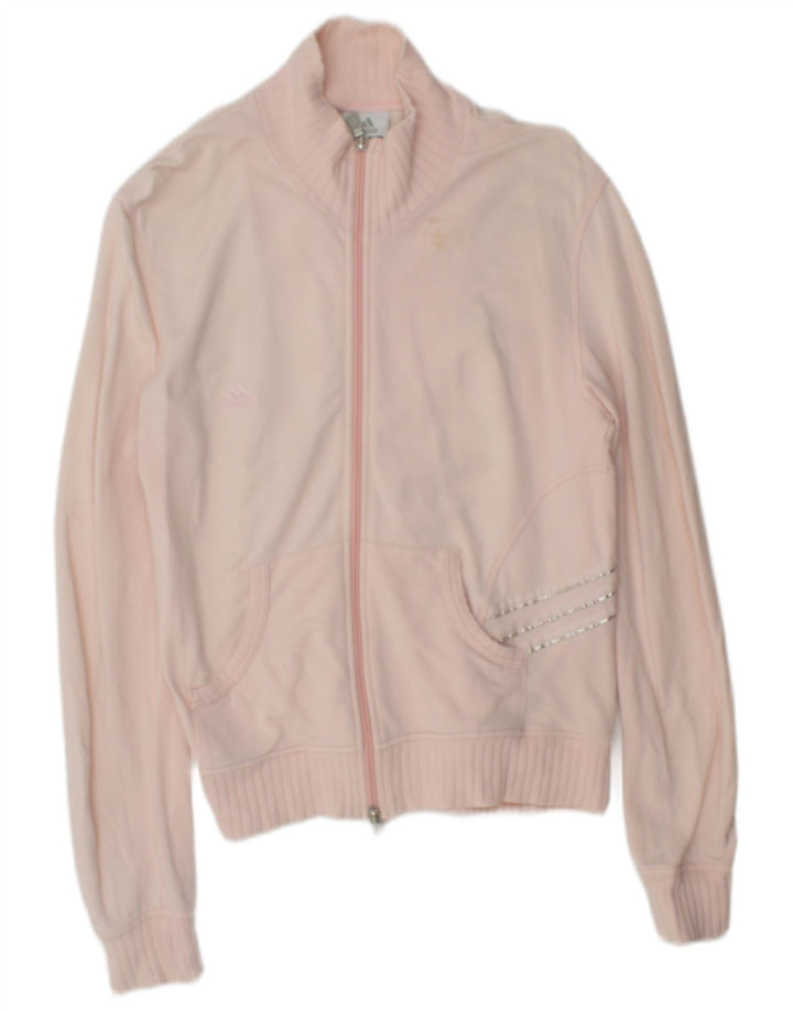 Adidas Womens Tracksuit Top Jacket UK 14 Medium Pink Cotton