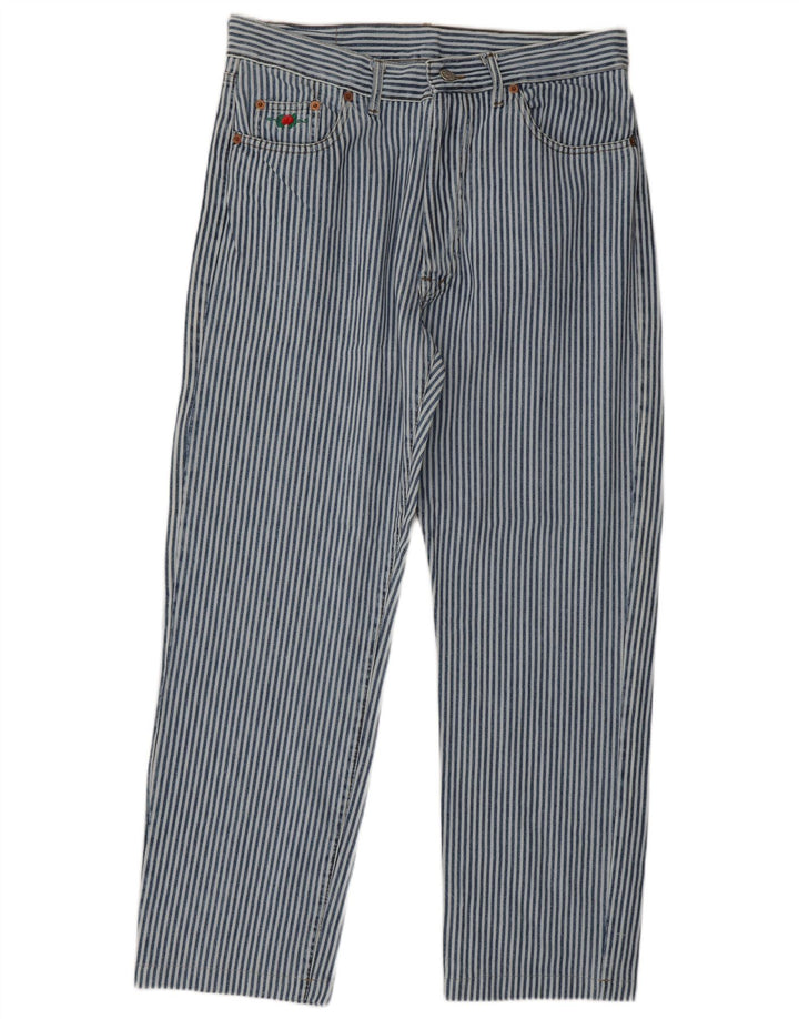 El Charro Womens Straight Jeans W32 L28 Blue Pinstripe