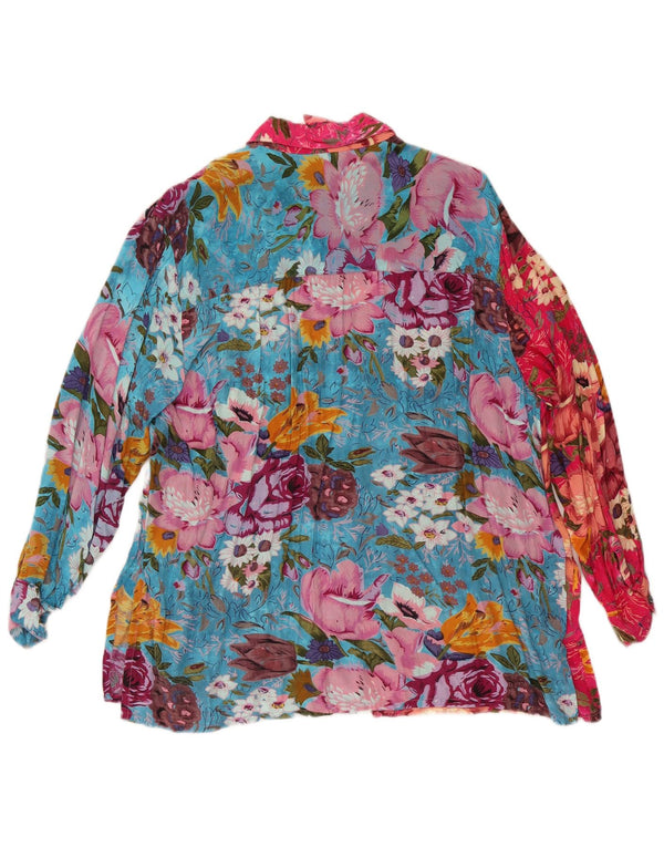 Vintage Womens Shirt Blouse UK 18 XL Multicoloured Floral Viscose