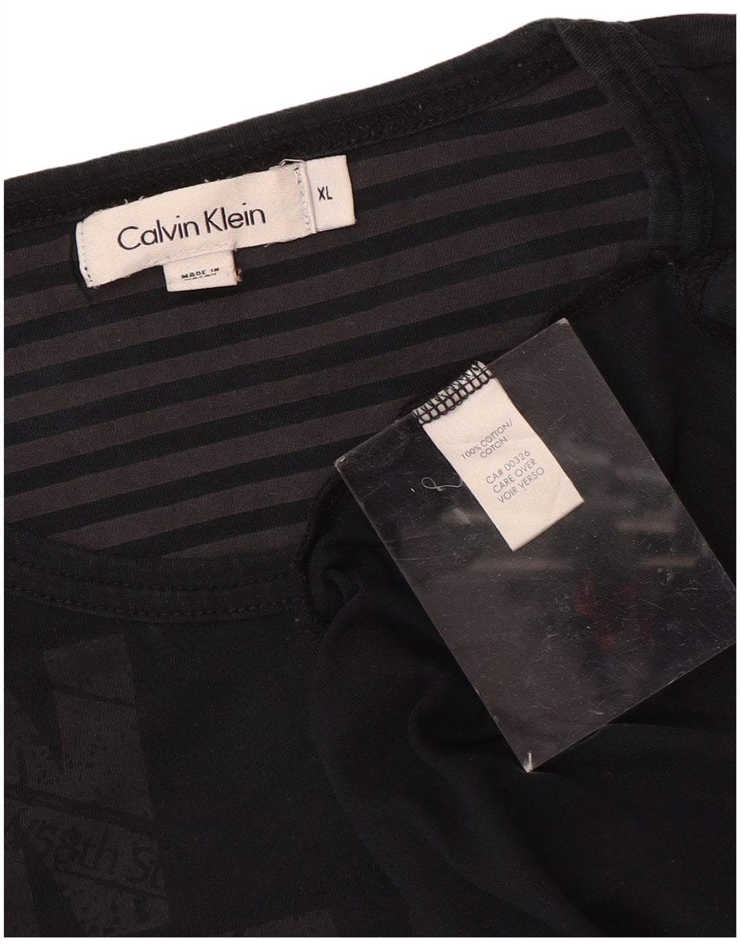 CALVIN KLEIN Mens Graphic T-Shirt Top XL Black Cotton