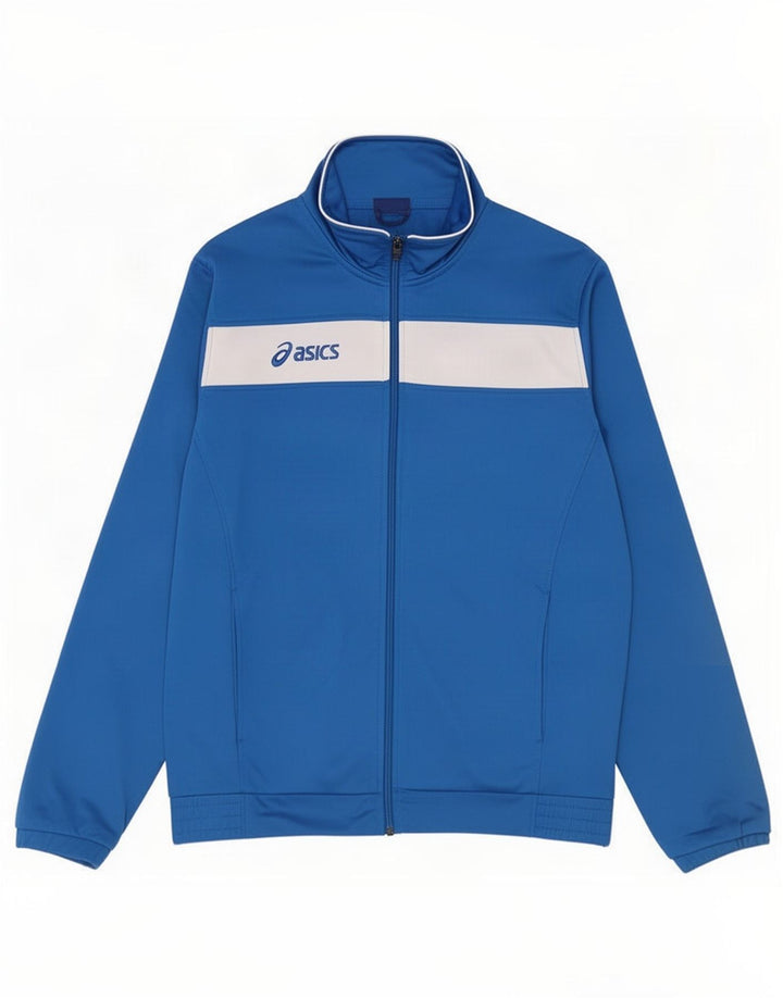 Asics Mens Graphic Tracksuit Top Jacket Medium Blue Colourblock Polyester