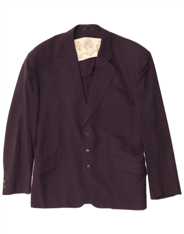 Vintage Mens 3 Button Blazer Jacket IT 50 Large Navy Blue Wool